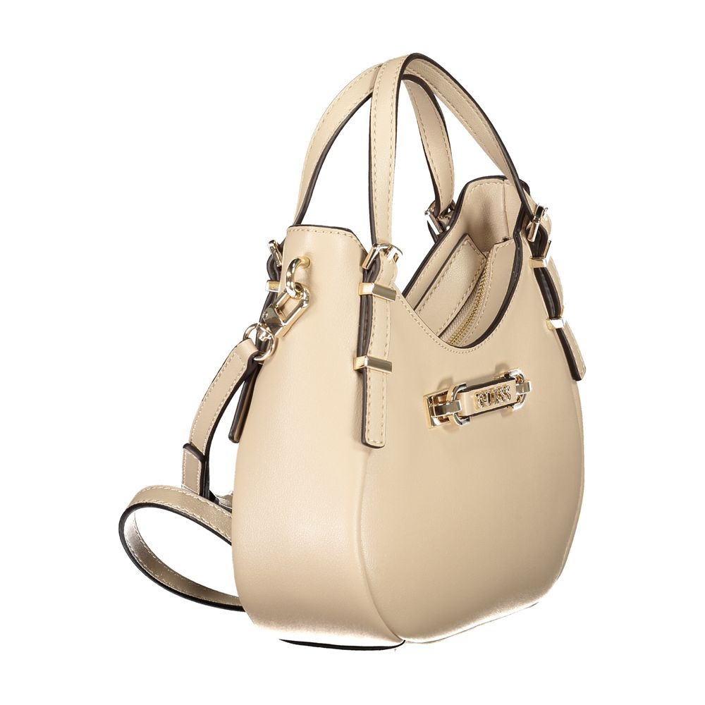 Beige Polyethylene Women Handbag