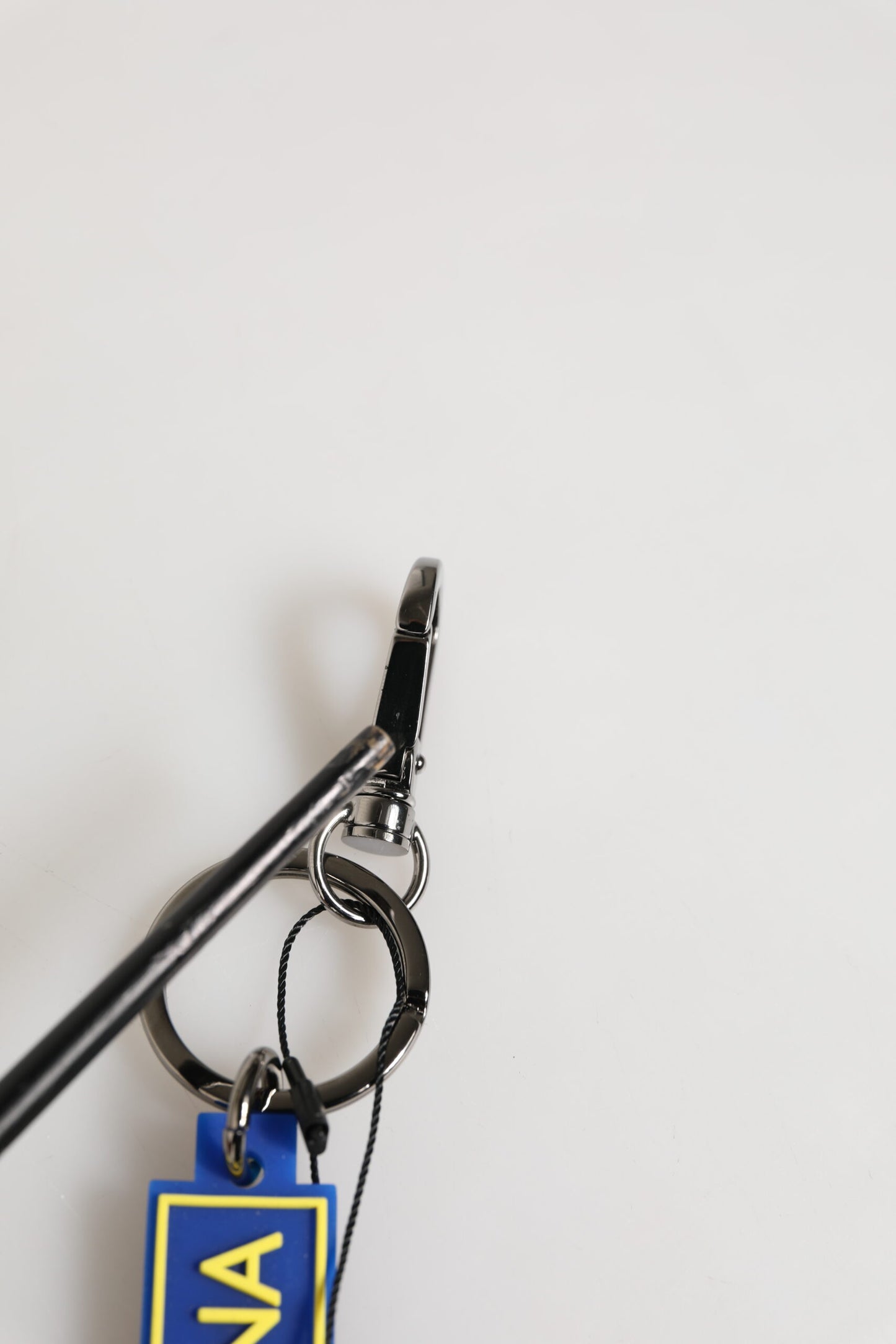 Blue Yellow DG Rubber Logo Silver Men's Keychain Keyring