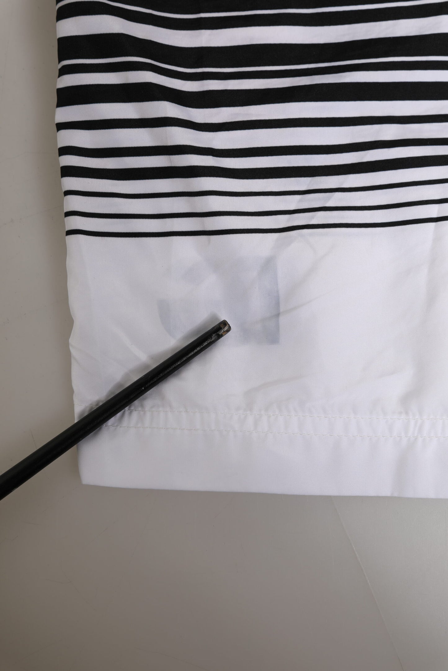 Black White Striped DG Logo Men Short Swimwear