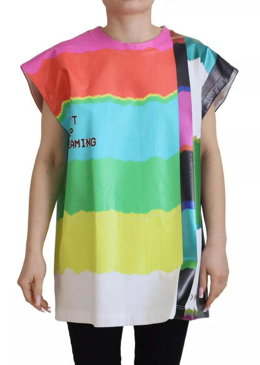 Multicolor Print Blouse Cotton Tank TV Print T-shirt