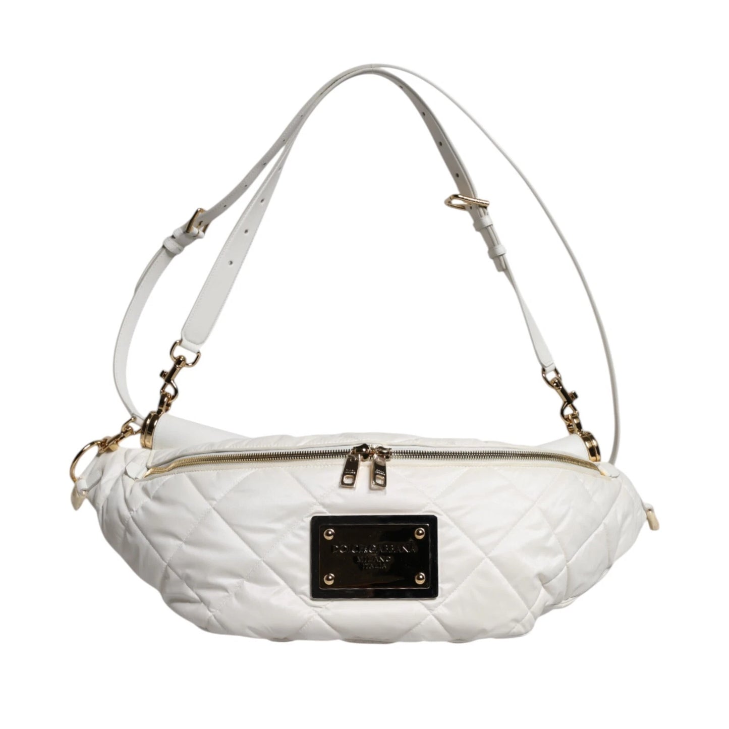 White Quilted Logo 90's Sicily Belt Waist Fanny Pack Bag