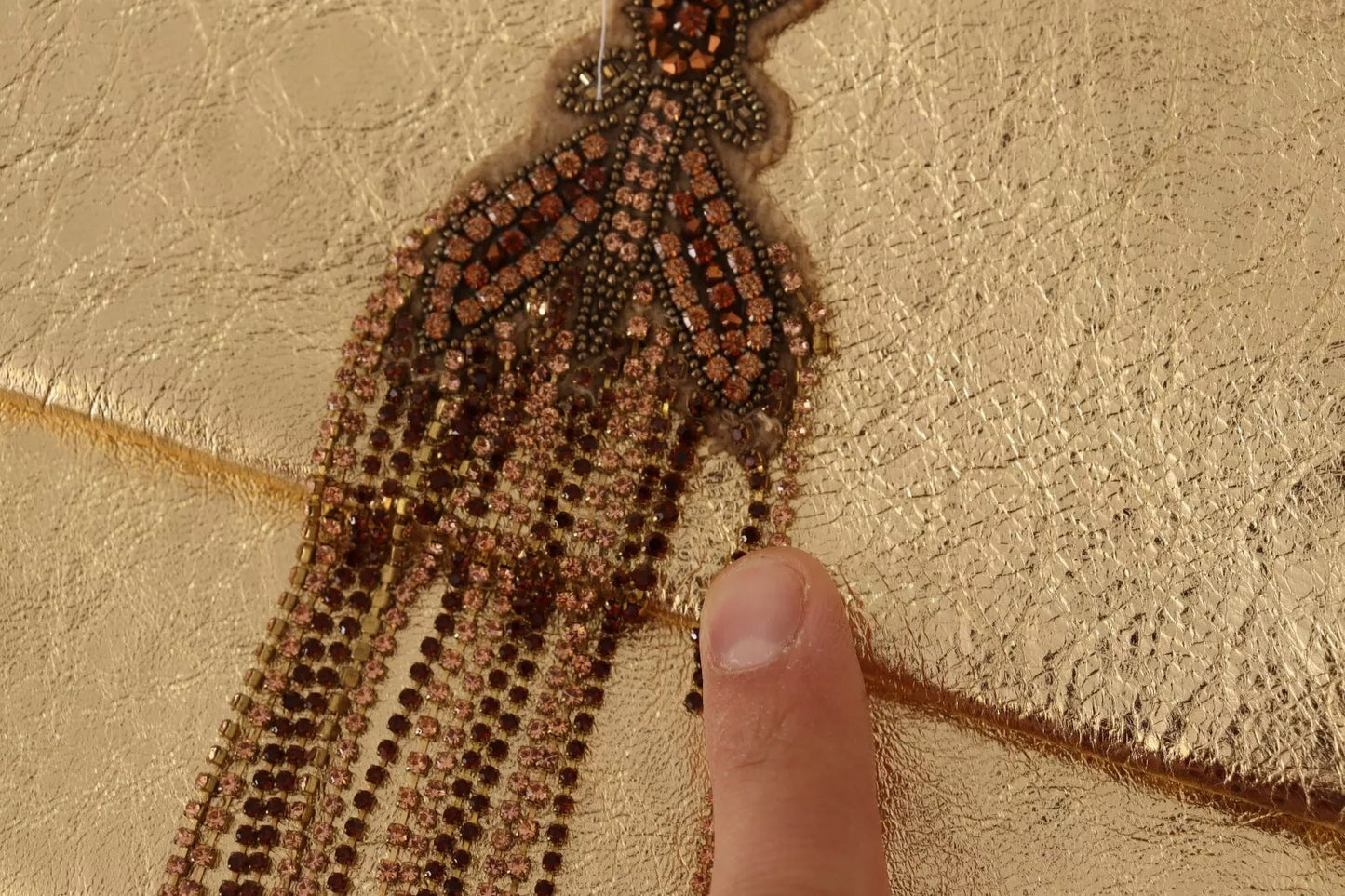 Gold Leather Embellished Shoulder Strap Bag