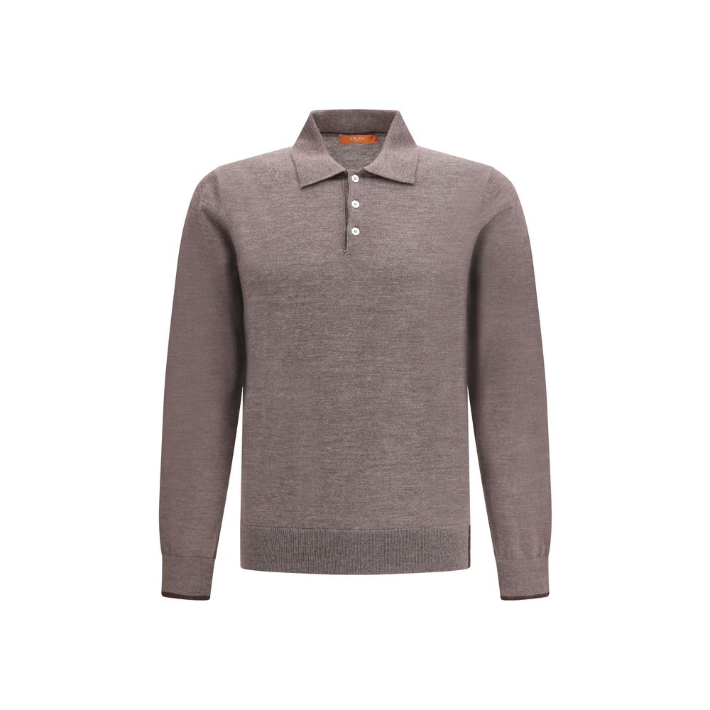 Knitted Long Sleeved Polo Shirt