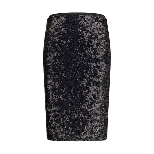 Black Polyester Midi Skirt
