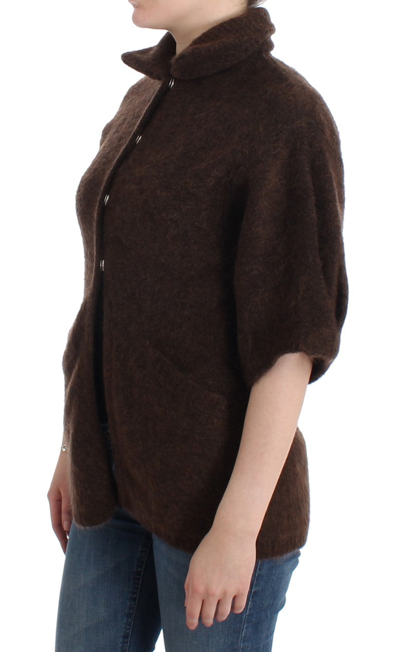 Brown mohair knitted cardigan
