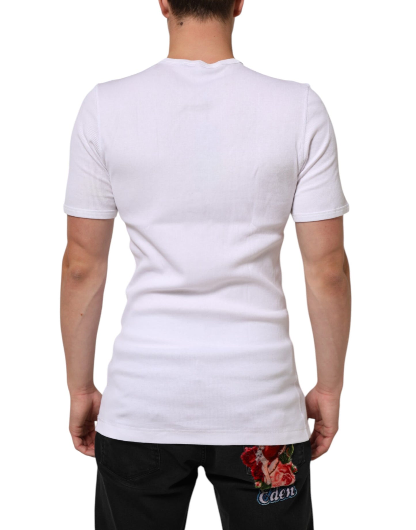 White Cotton Button Henley Shirt Men T-shirt