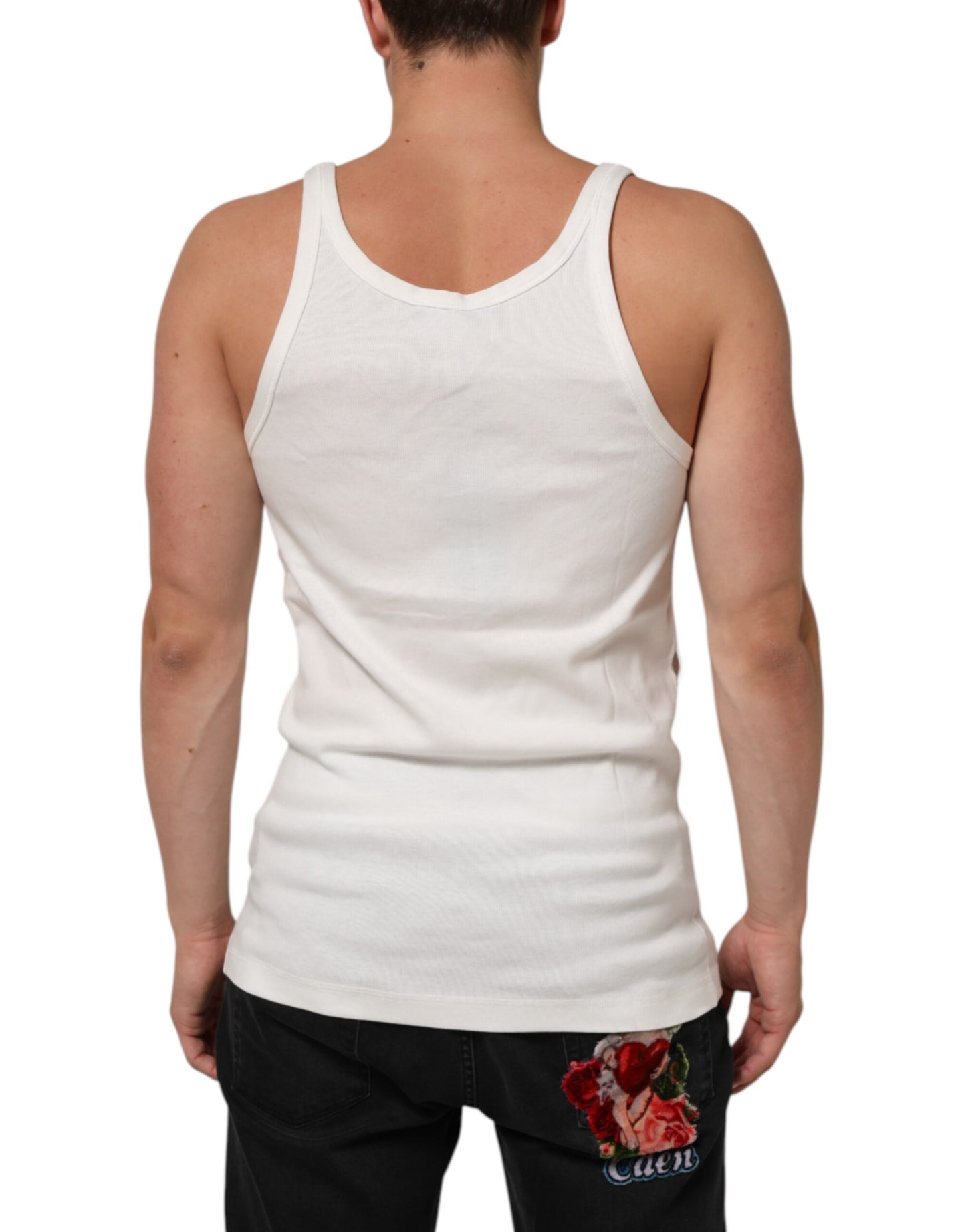 White Sleeveless Round Neck Tank T-shirt