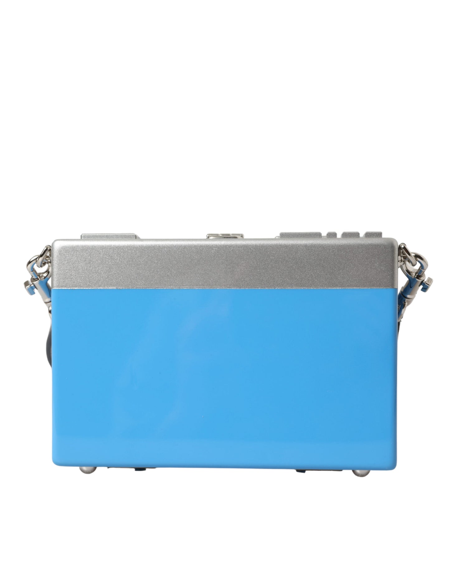Blue Silver Wood Walkman Box Clutch Shoulder Borse Bag