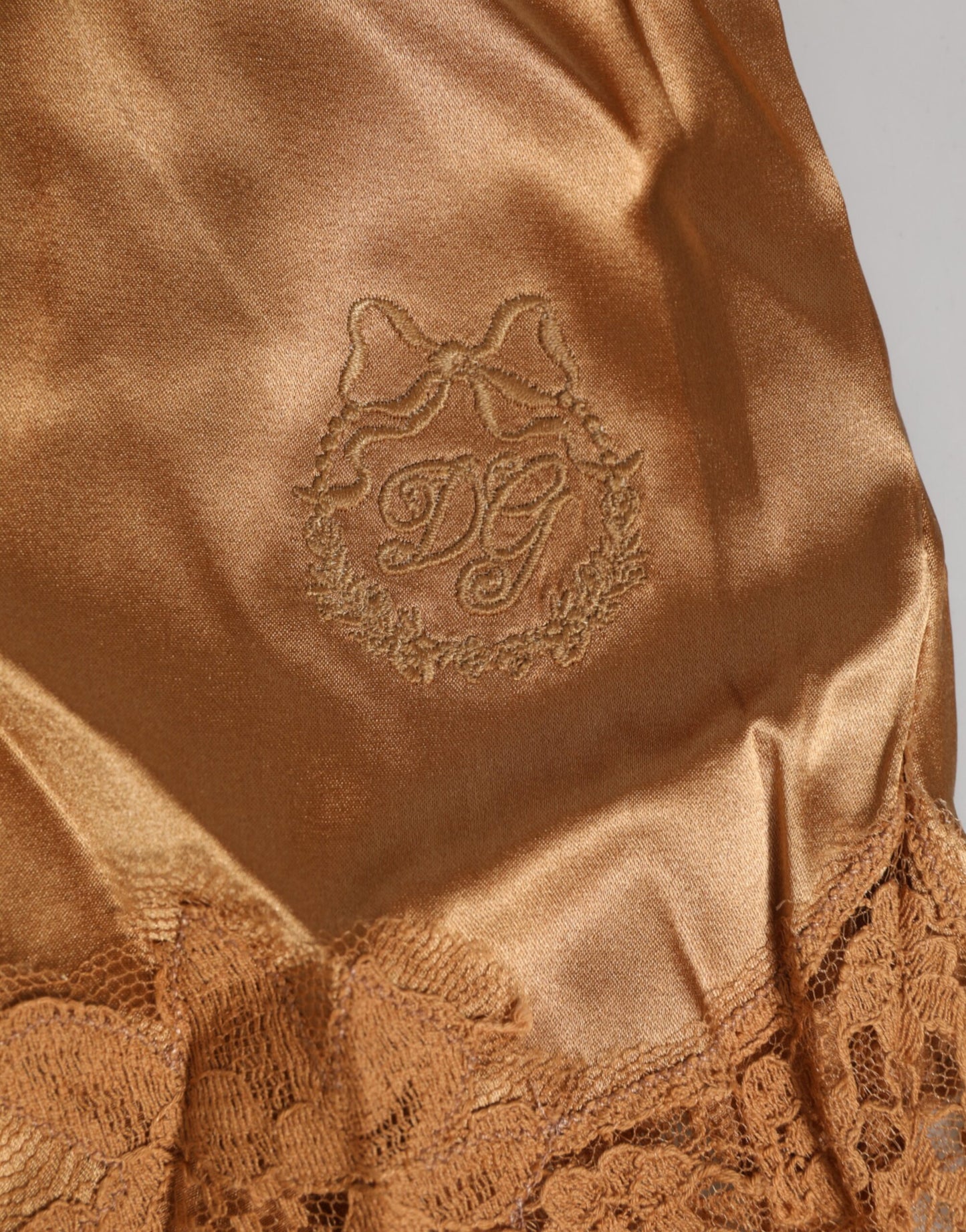 Brown Silk Satin Floral Lace Shorts Underwear