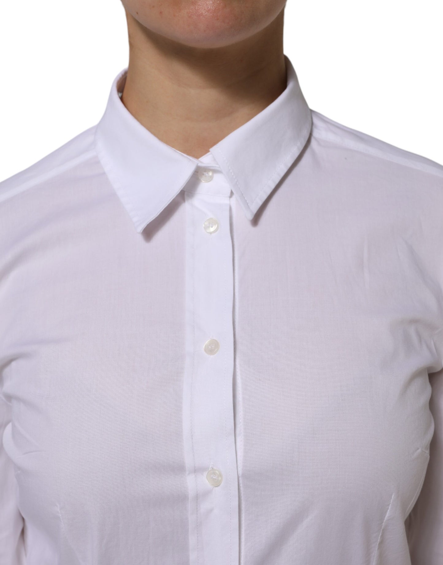 White Collared Long Sleeves Dress Shirt Top