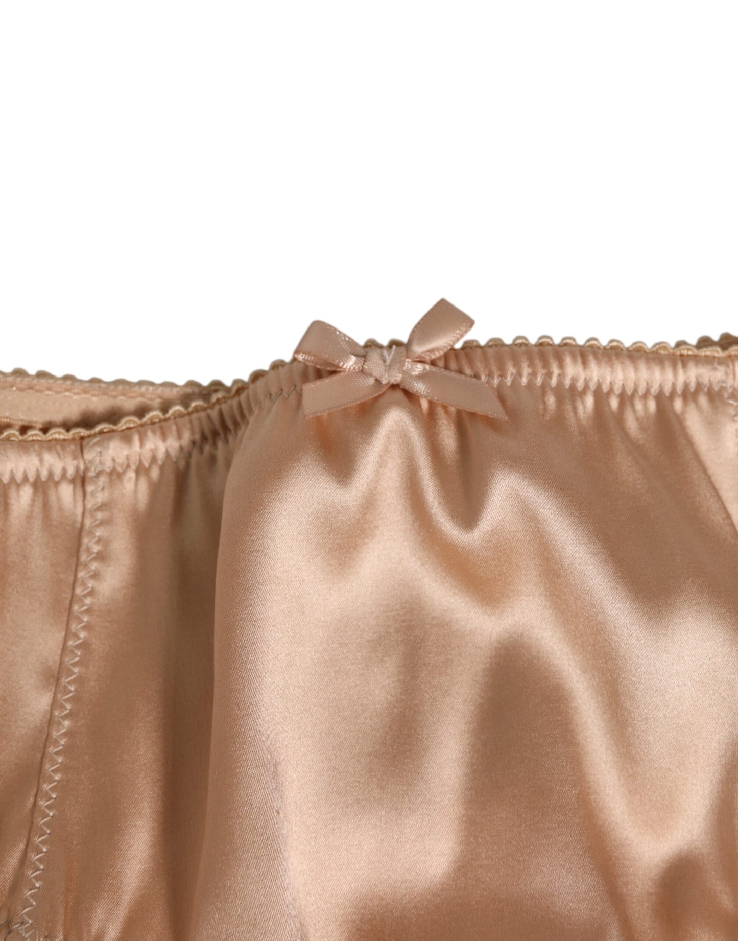 Nude Beige Silk Satin Stretch Bow Briefs Underwear