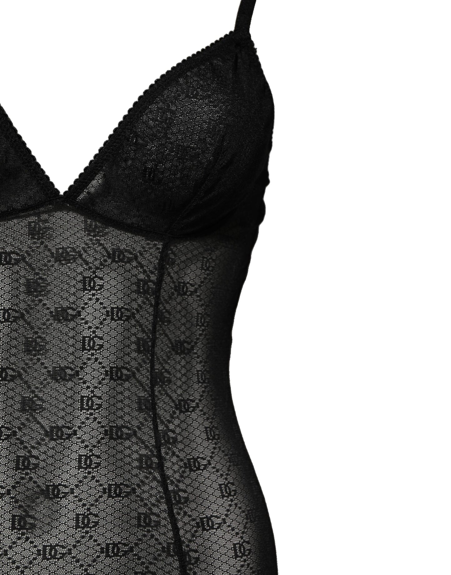Black Nylon Stretch Bodysuit Lingerie Underwear