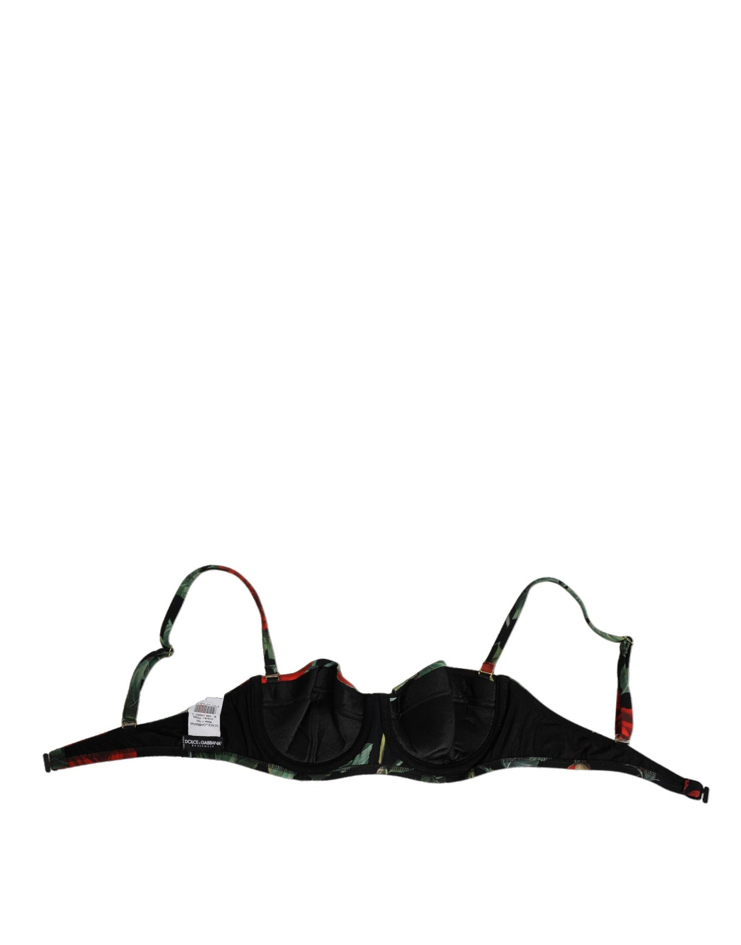 Black Floral Nylon Padded Balconnet Bra Underwear