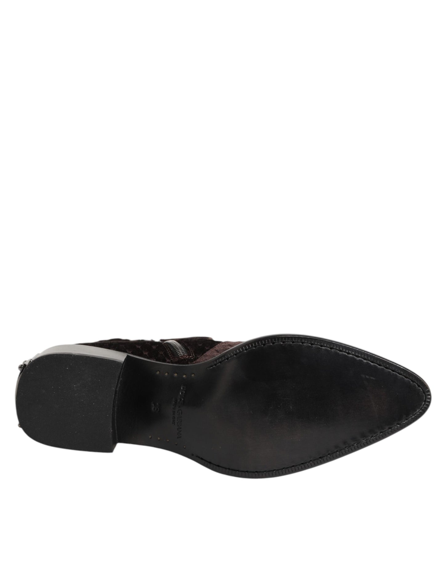 Brown Cotton Velvet Mid Calf Short Boots Shoes