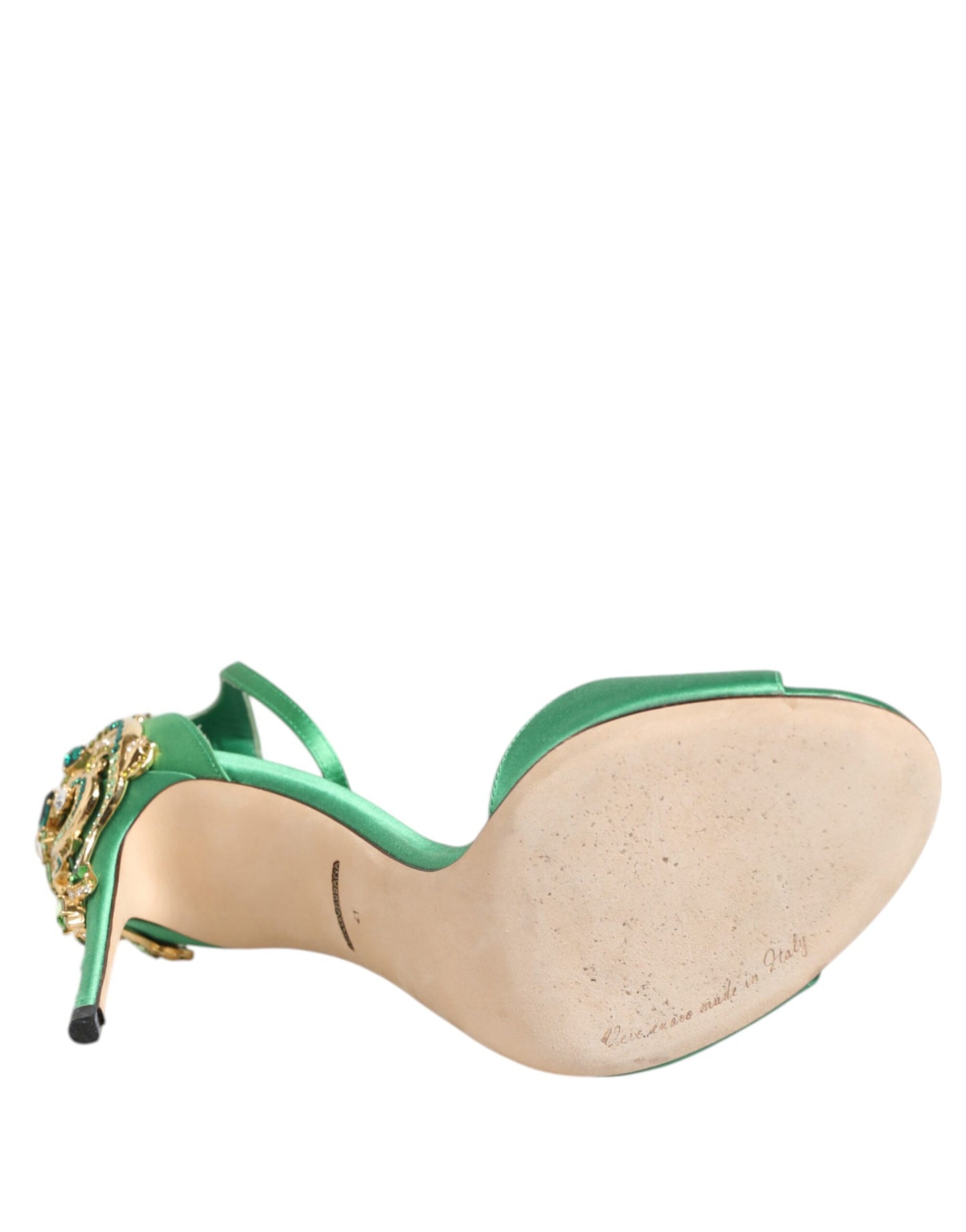 Green Heels Embellishments Sandals Shoes