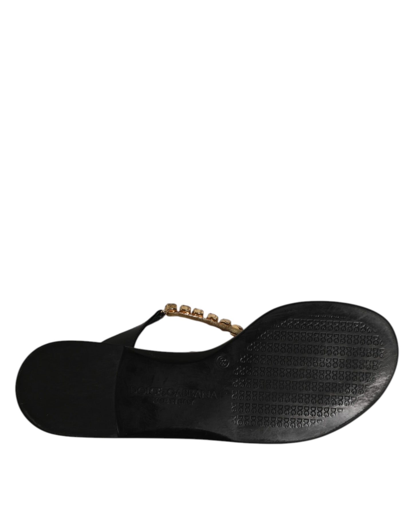 Black Crystals Flats Sandals Beachwear Shoes