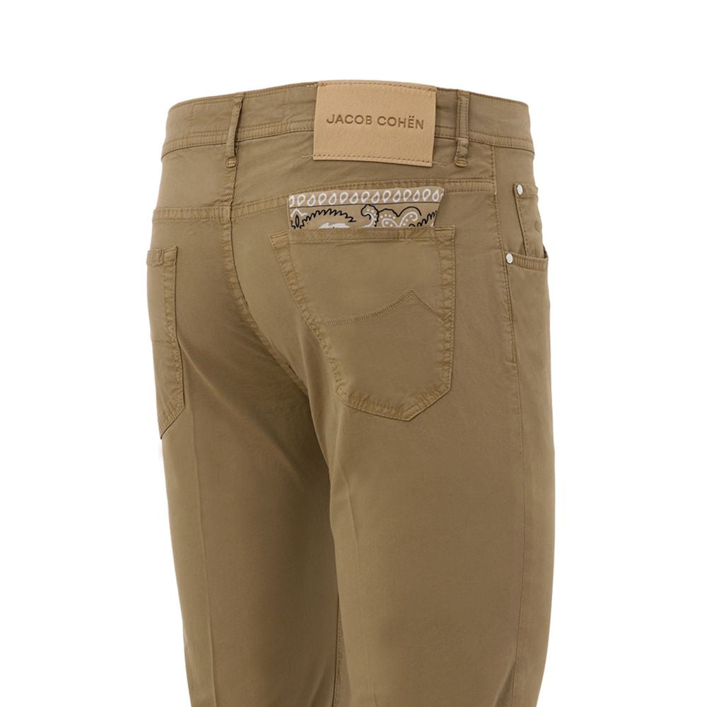 Beige Cotton Skinny Pants