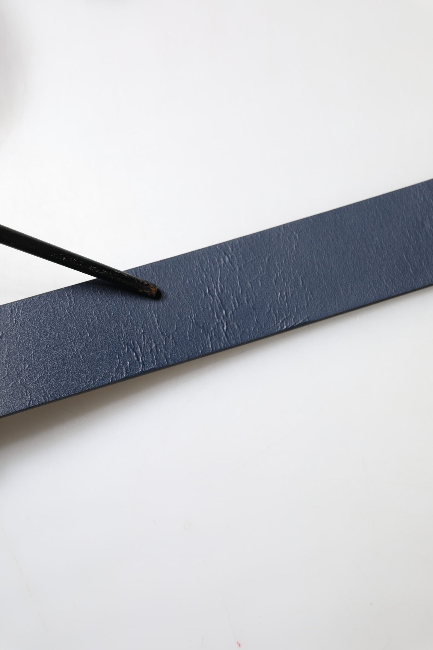 Blue Leather Classic Metal Logo Buckle Belt