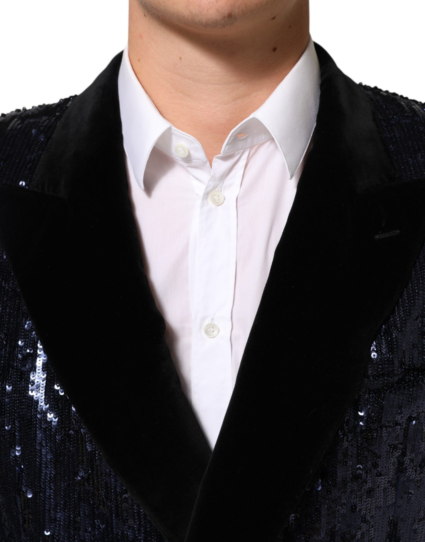 Blue Sequin SICILIA Double Breasted Blazer