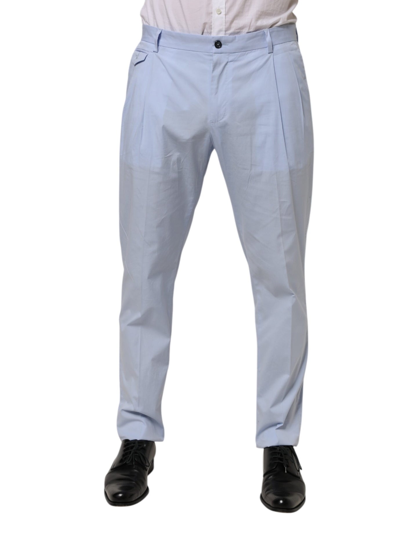Light Blue Cotton Stretch Tapered Men Trouser Pants