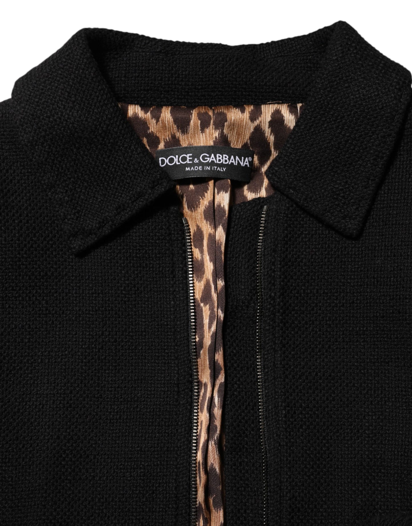 Black Cotton Full Zip Cropped Coat Jacket