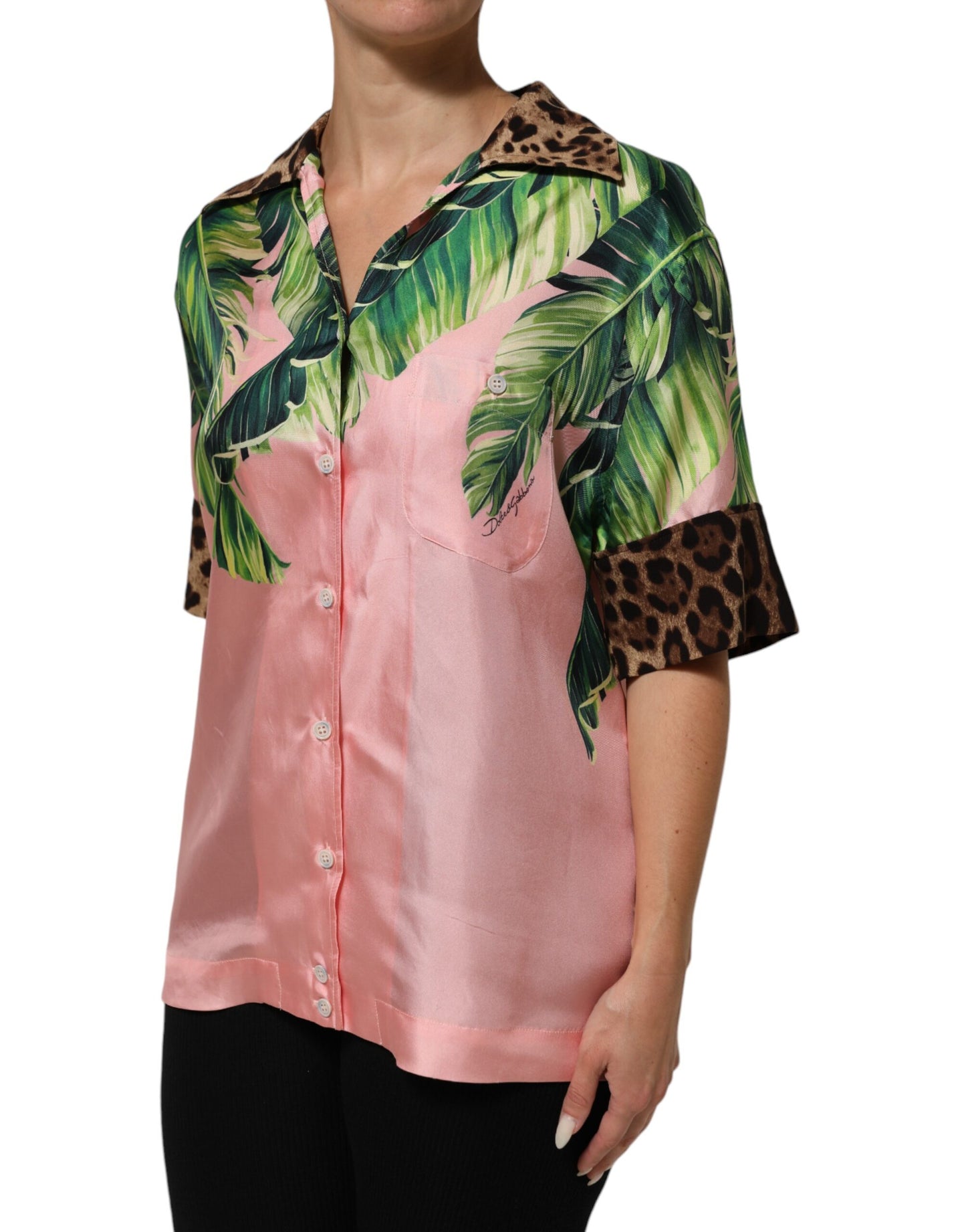 Pink Jungle Forest Oversized Blouse Shirt Top