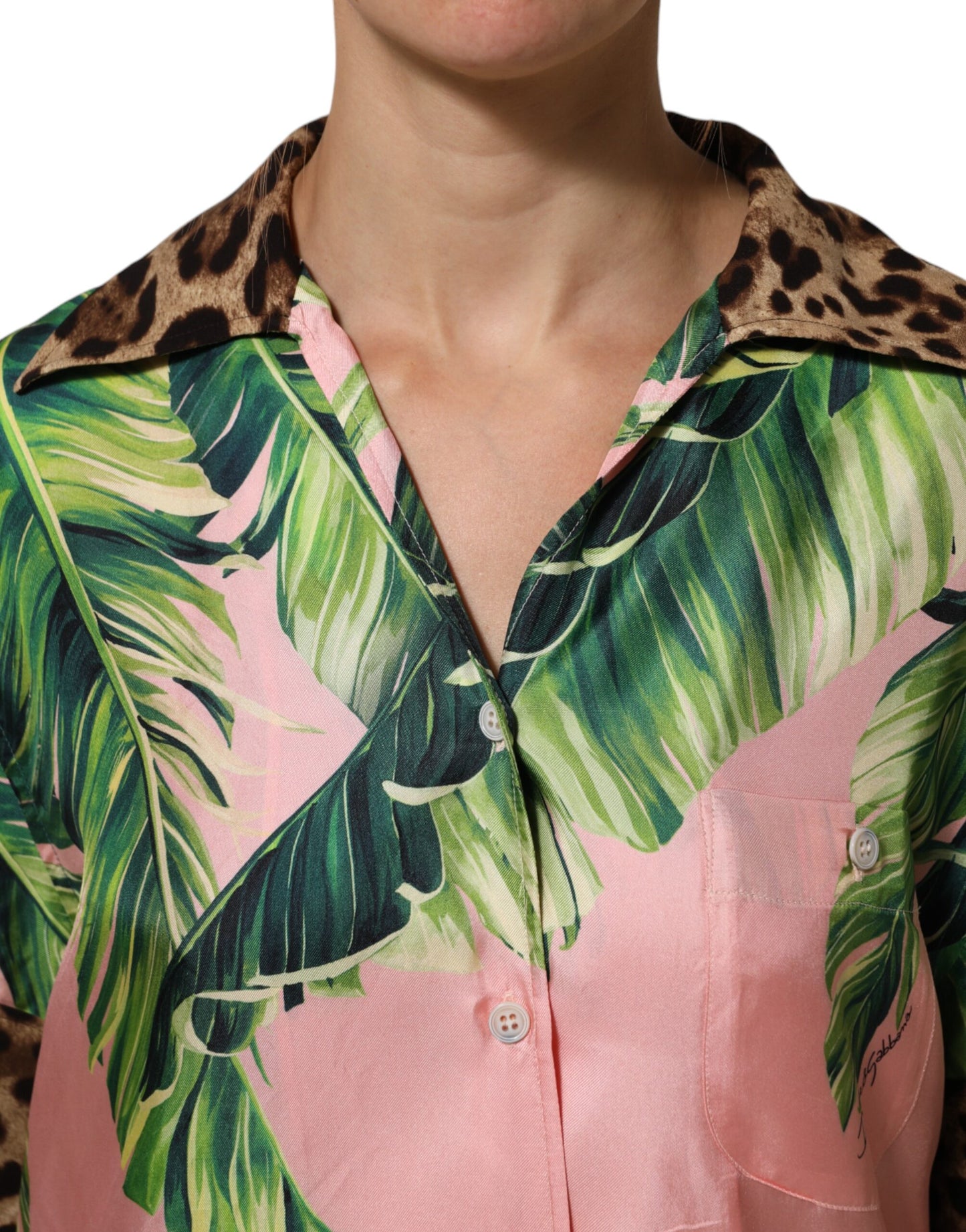 Pink Jungle Forest Oversized Blouse Shirt Top