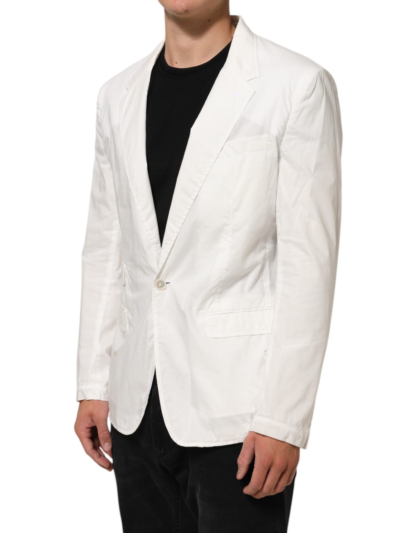 White Cotton 1 Button Men Suit Blazer
