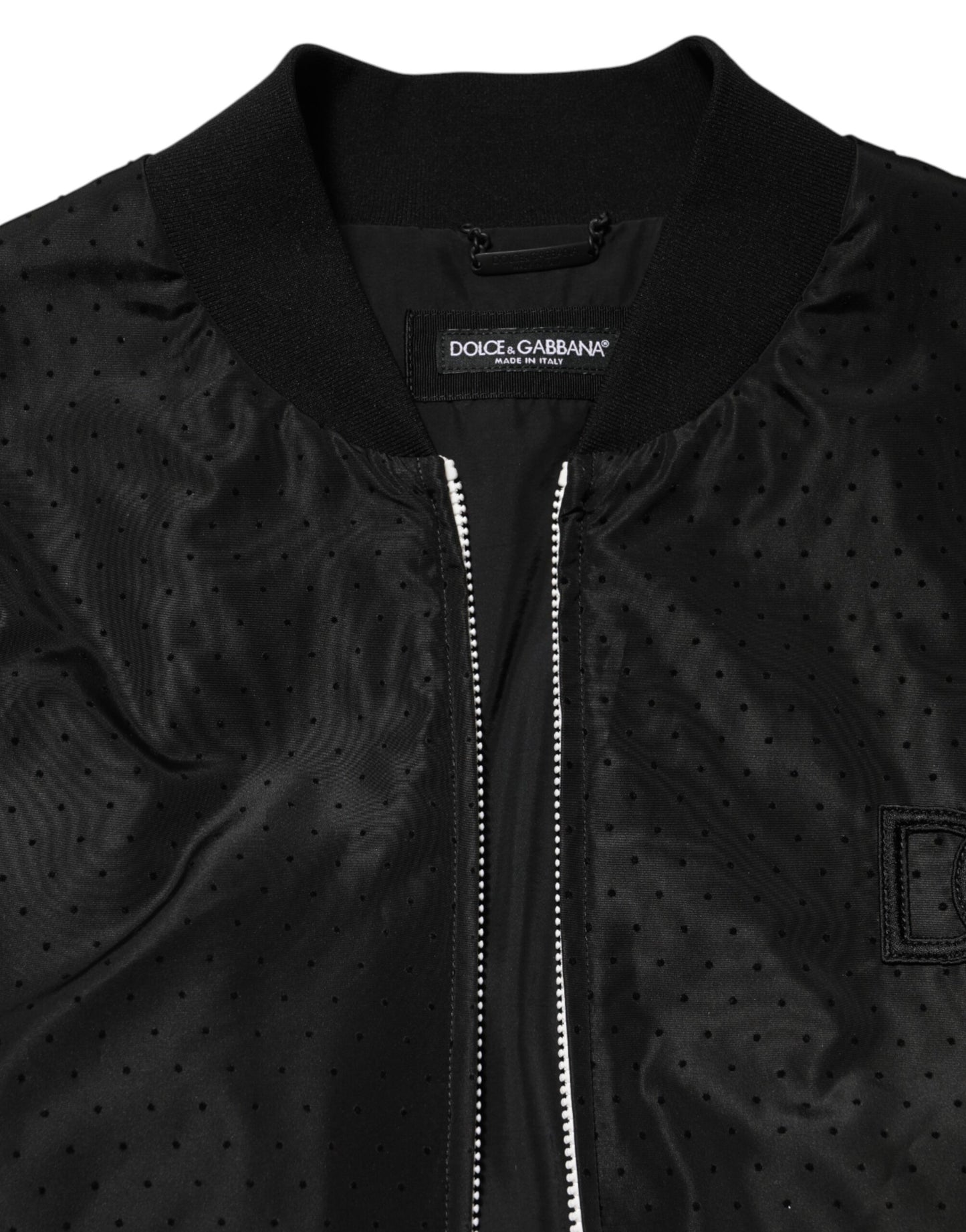 Black Acetate Full Zip Bomber Men Jacket