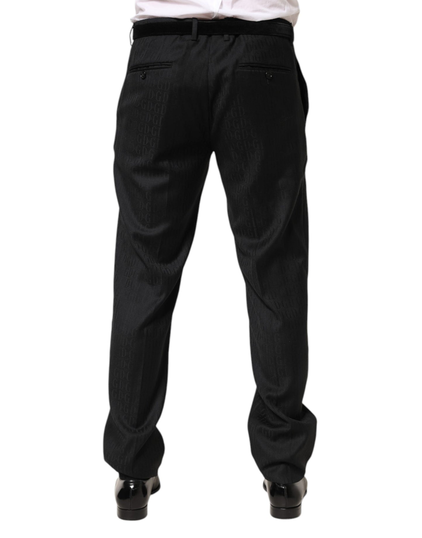 Black Wool Mid Waist Dress Men Trouser Pants