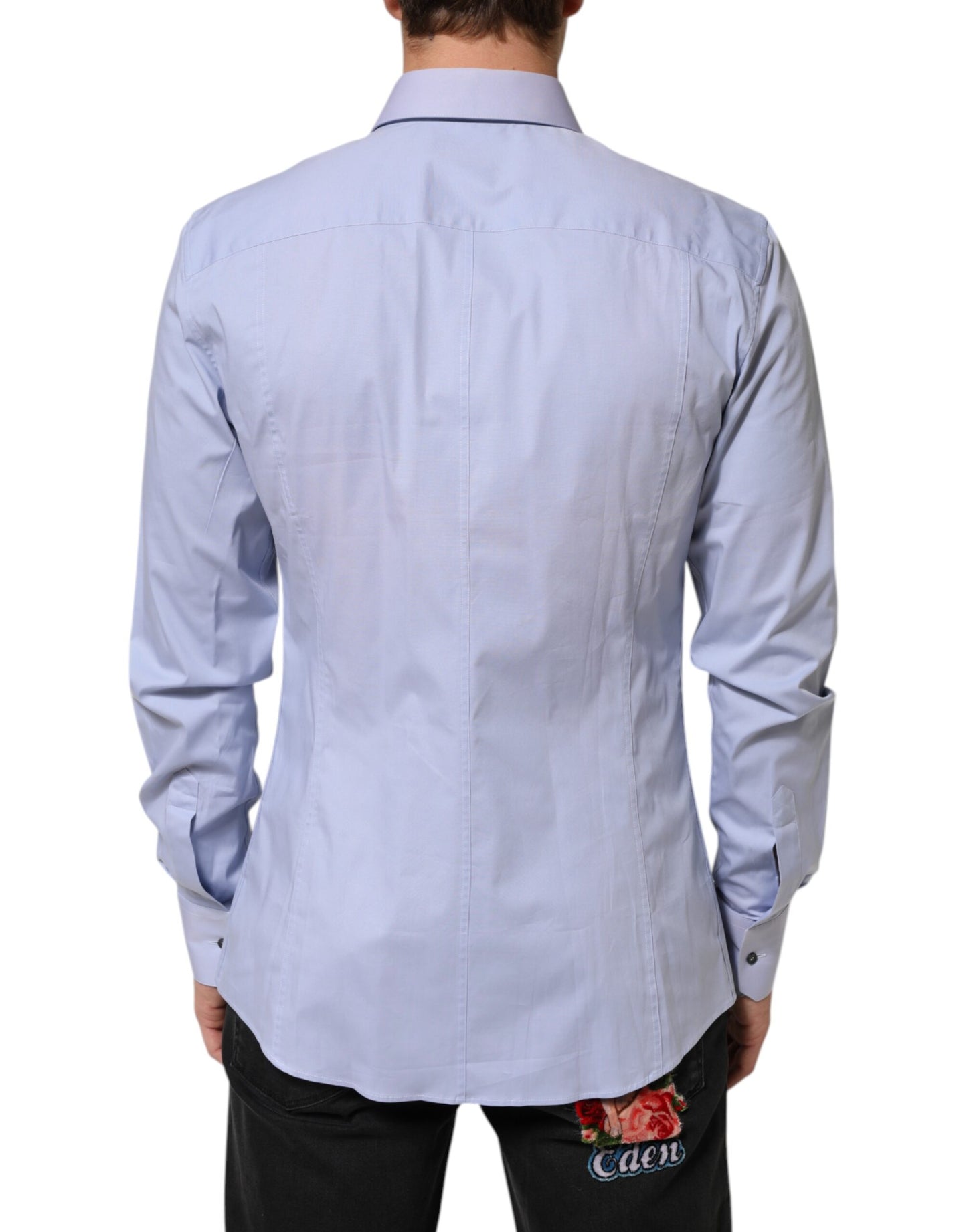Blue SICILIA Cotton Men Dress Formal Shirt