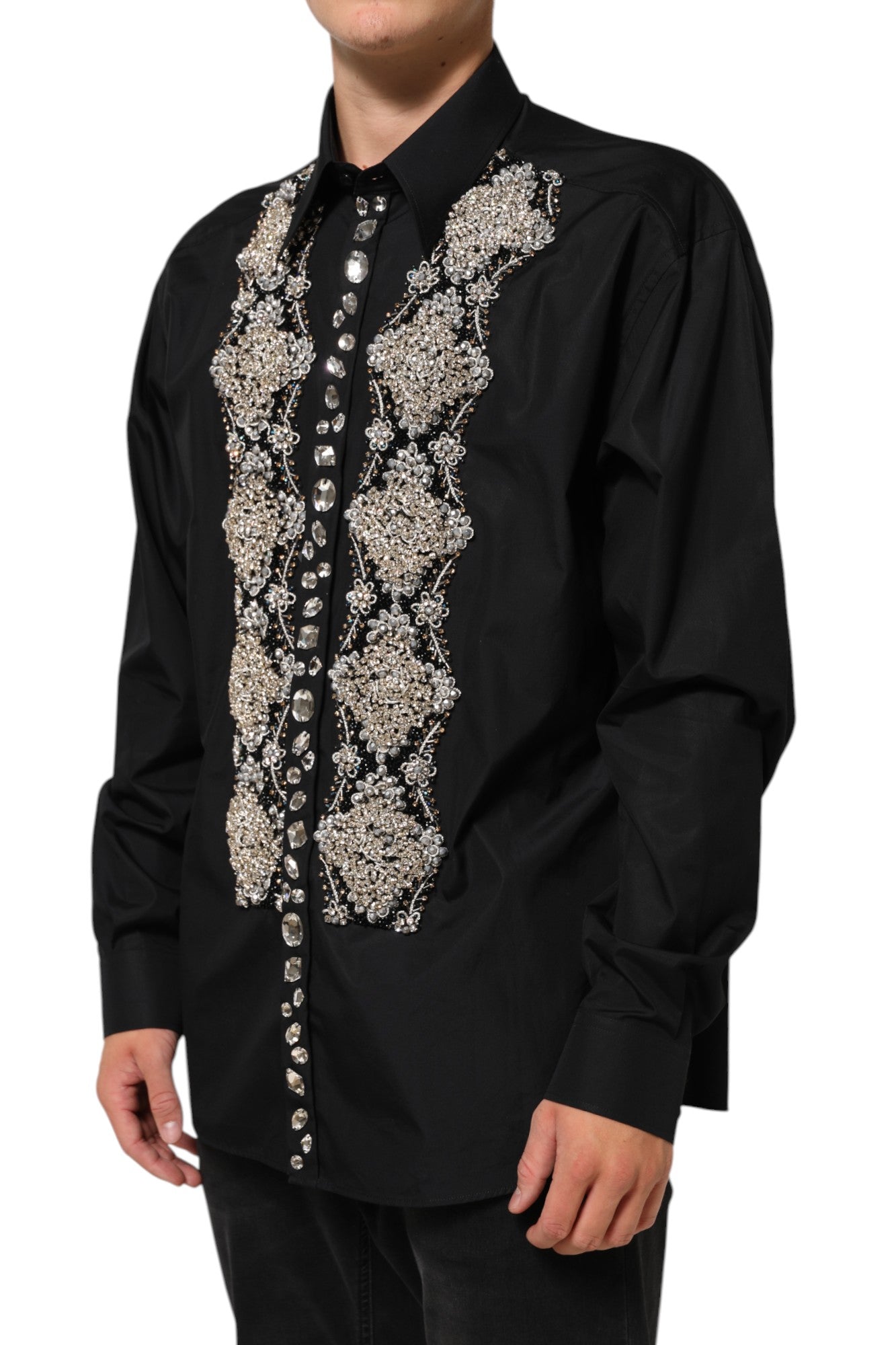 Black Embroidered Dress Men Formal Shirt