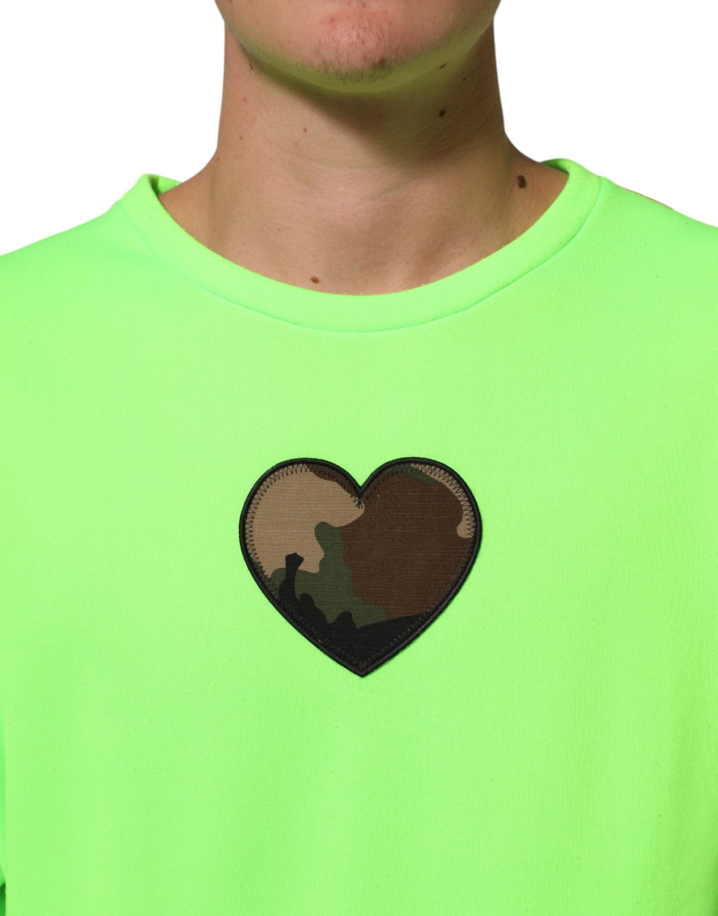 Green Patchwork Heart Men Sweatshirt Sweater