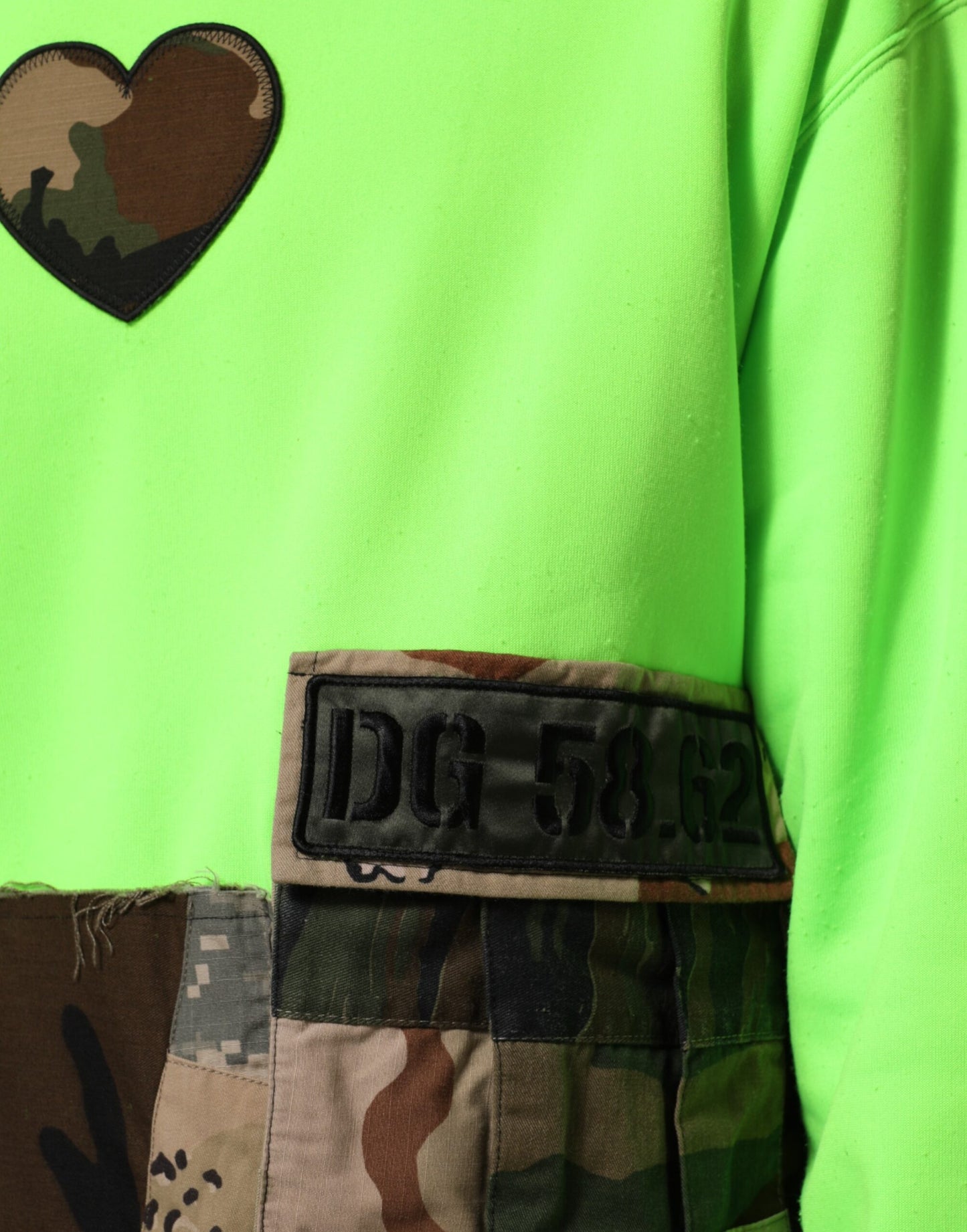 Green Patchwork Heart Men Sweatshirt Sweater