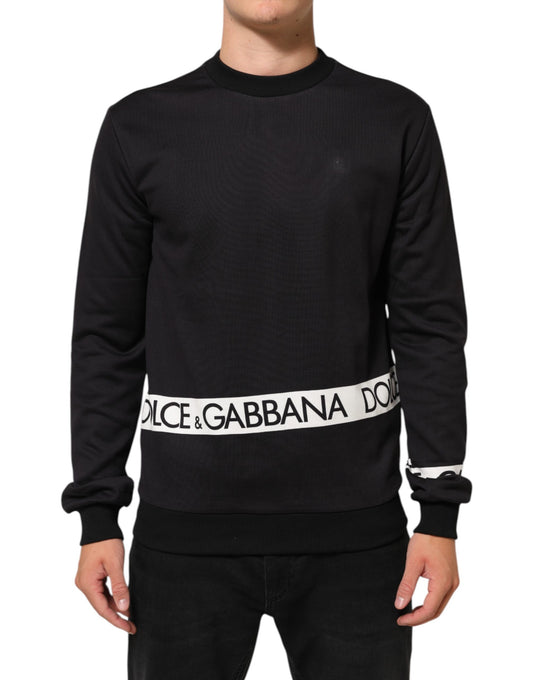 Black Logo Crew Neck Men Sweatshirt Sweater