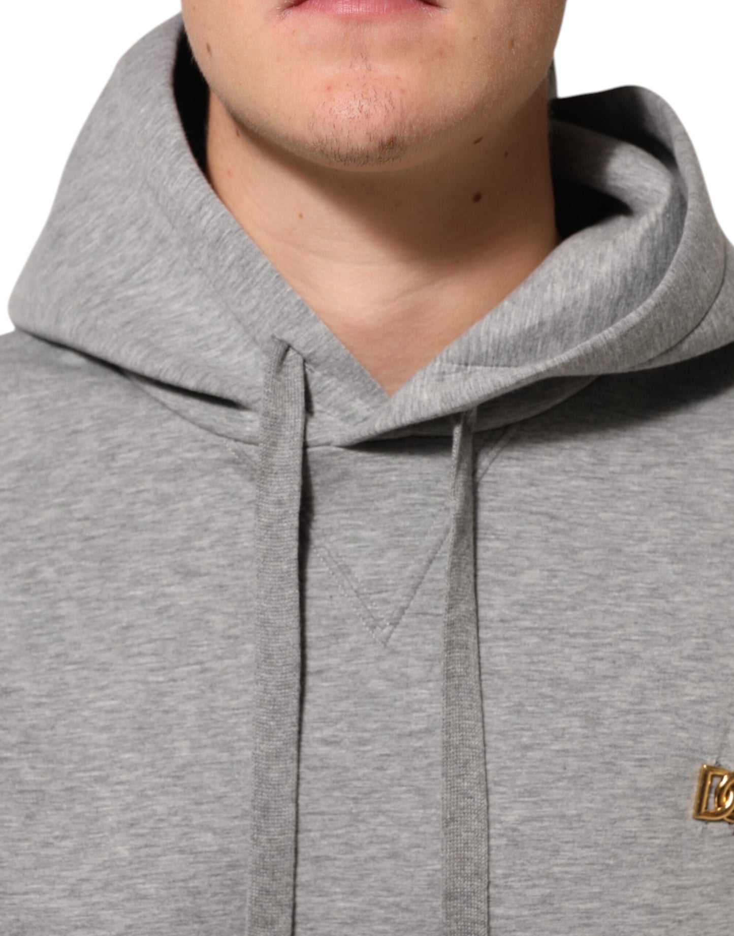Gray Logo Cotton Hooded Sweatshirt Sweater