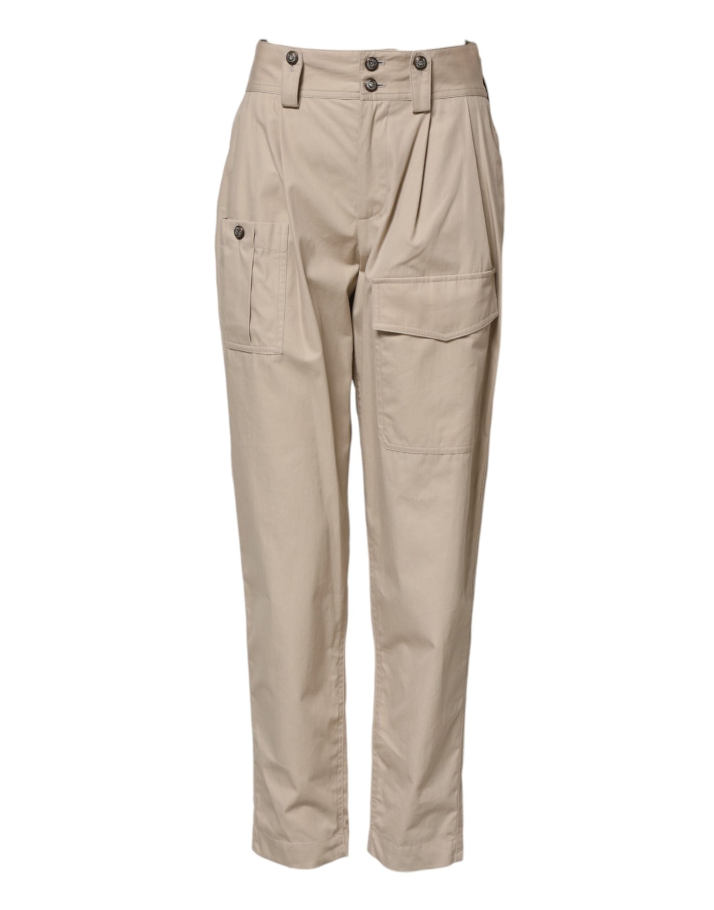 Beige Cotton Tapered Cargo Men Trouser Pants