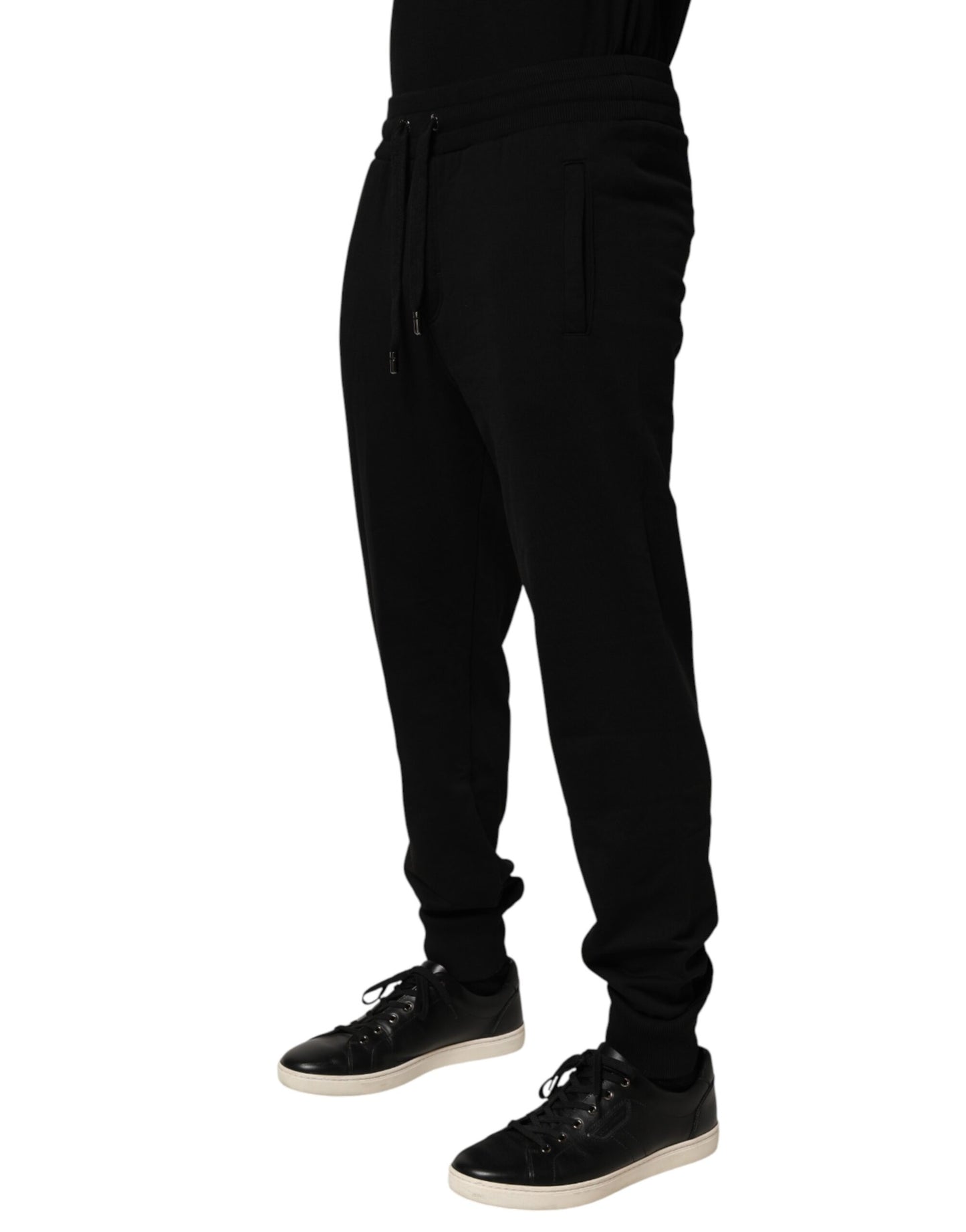 Black DG Logo Cotton Jogger Sweatpants Pants
