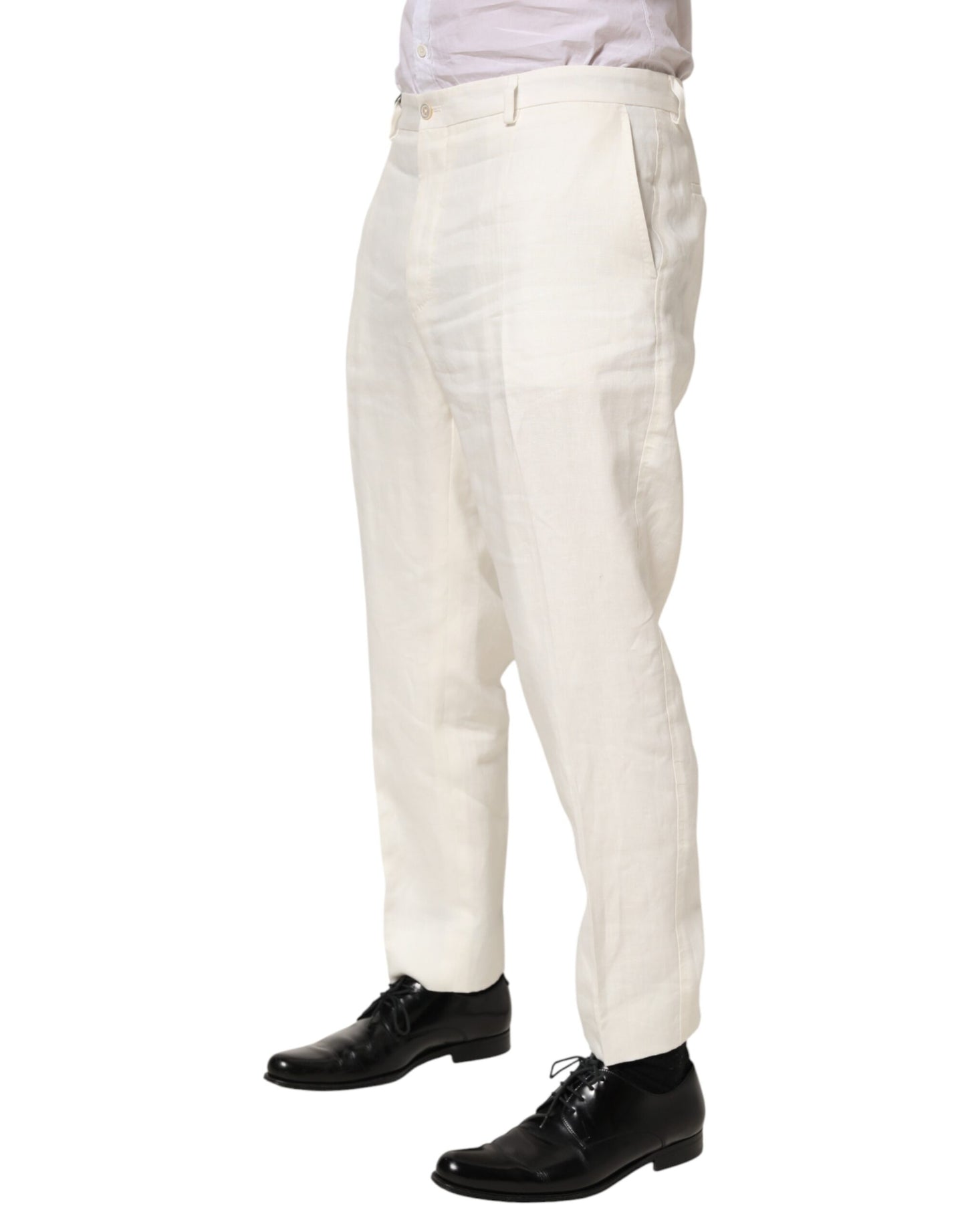 White Linen Formal Dress Men Trouser Pants