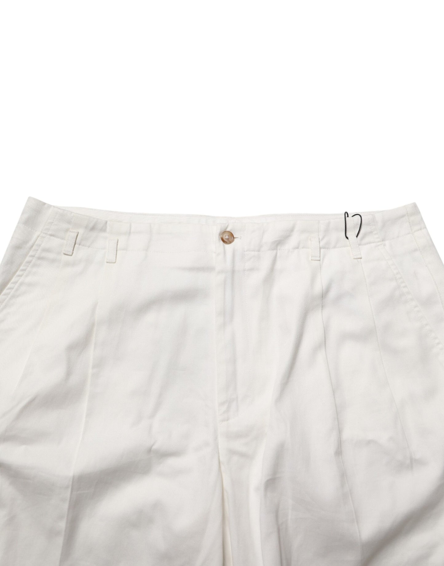 White Cotton Mid Waist Men Bermuda Shorts