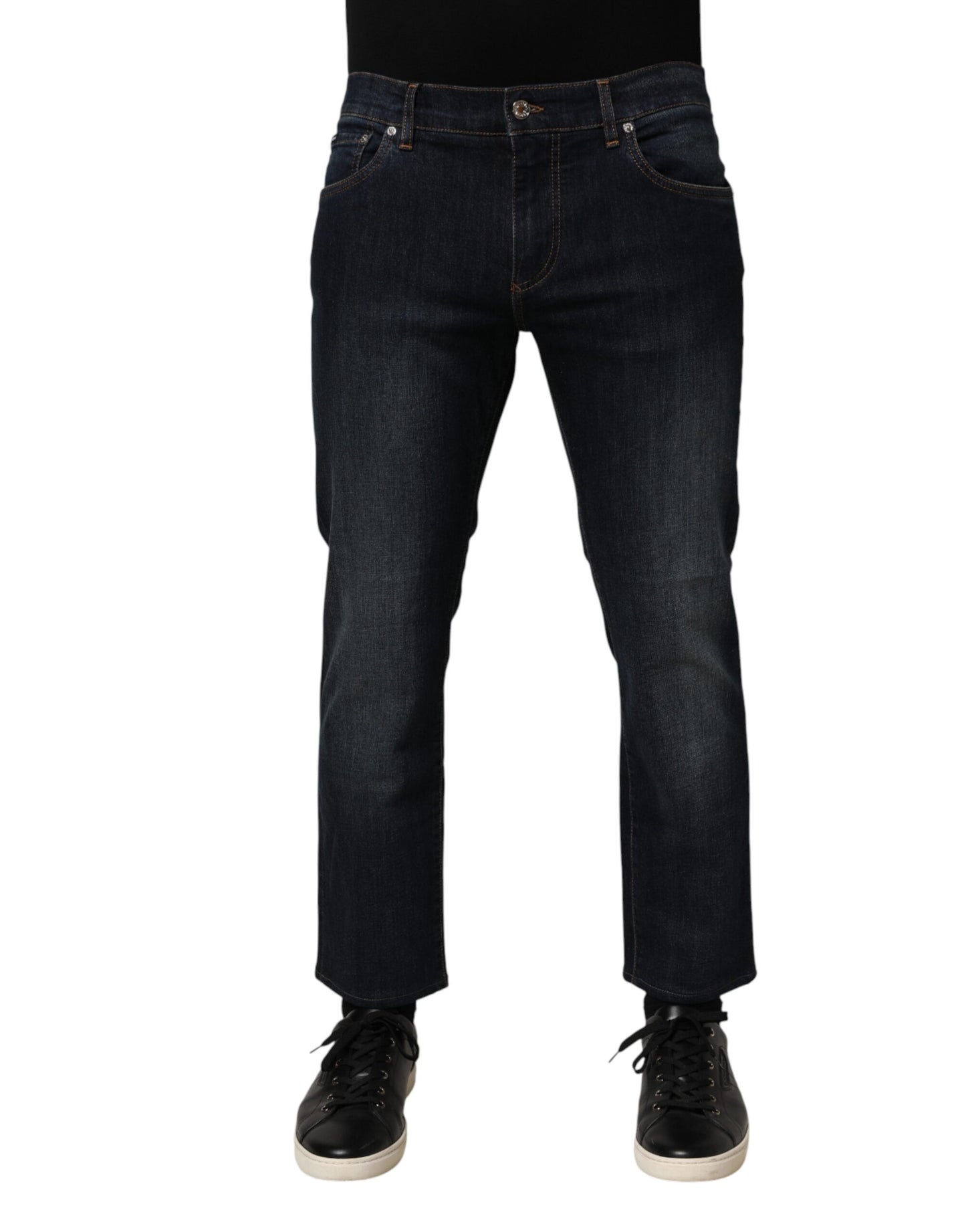 Dark Blue Cotton Skinny Men Denim Jeans