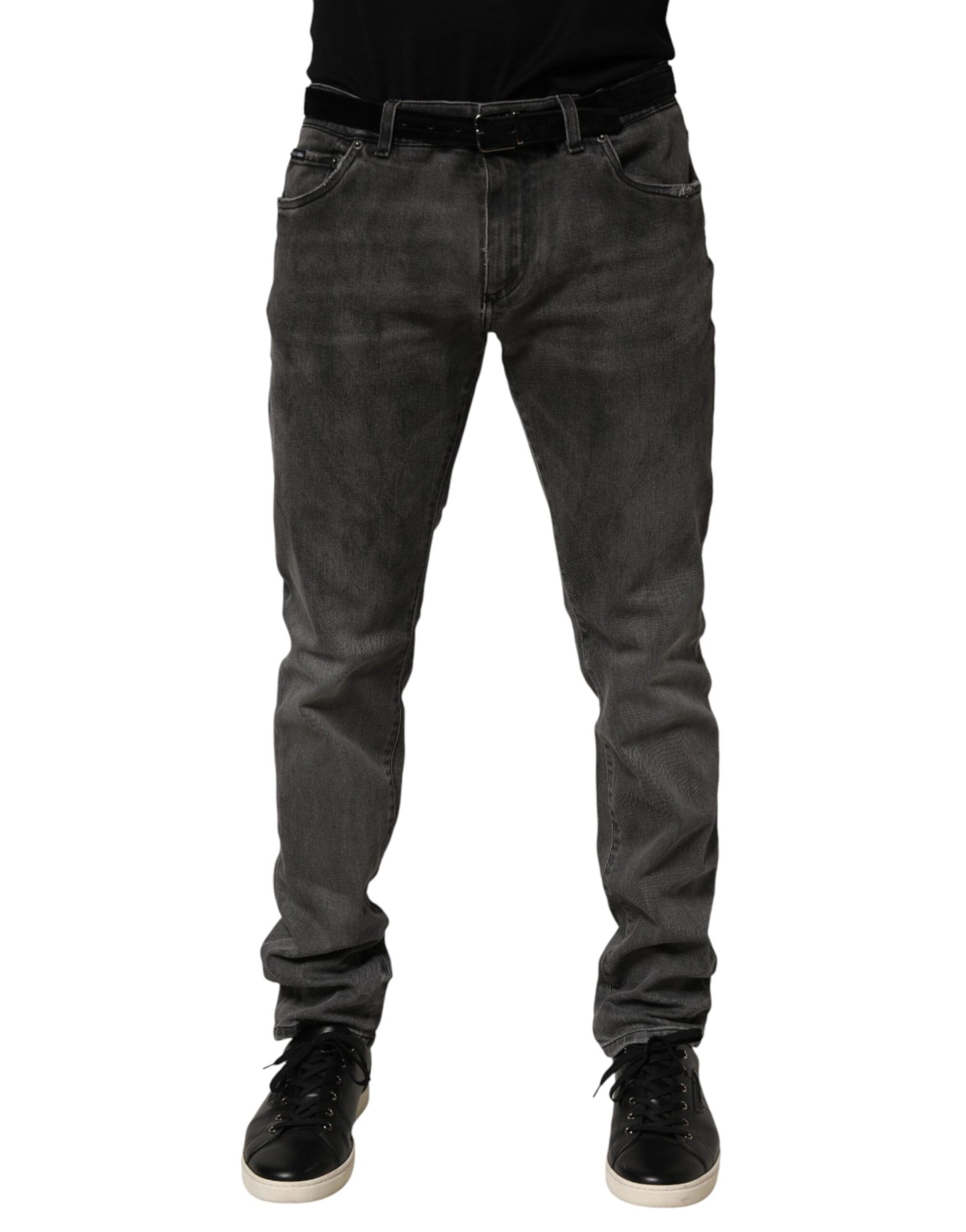 Dark Gray Cotton Skinny Men Denim Jeans