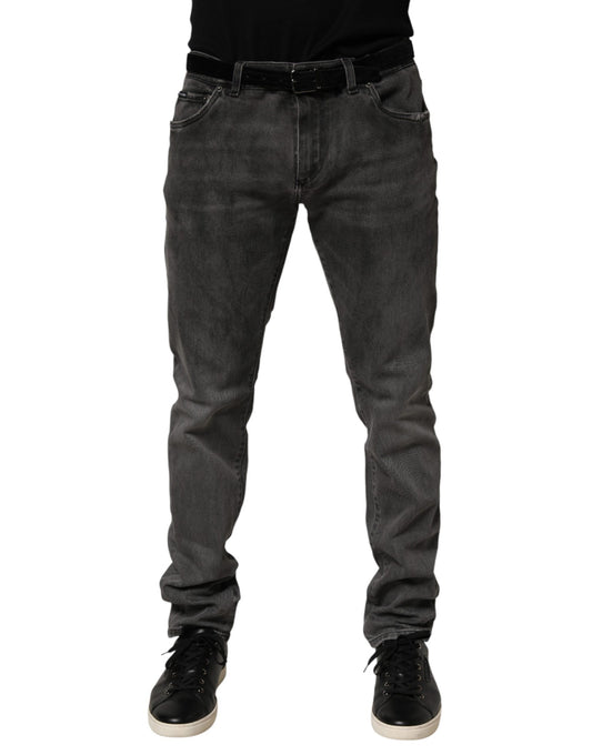 Dark Gray Cotton Skinny Men Denim Jeans