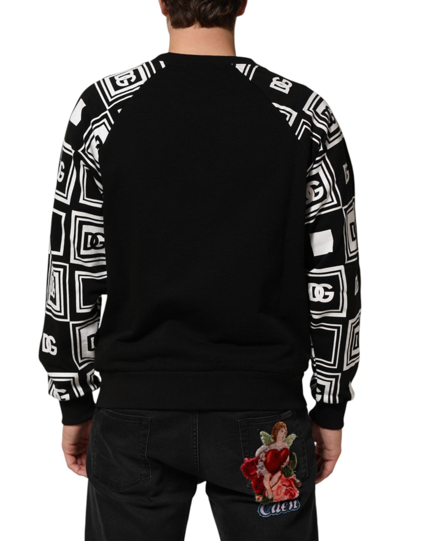 Black D&G Monogram Cotton Sweatshirt Sweater
