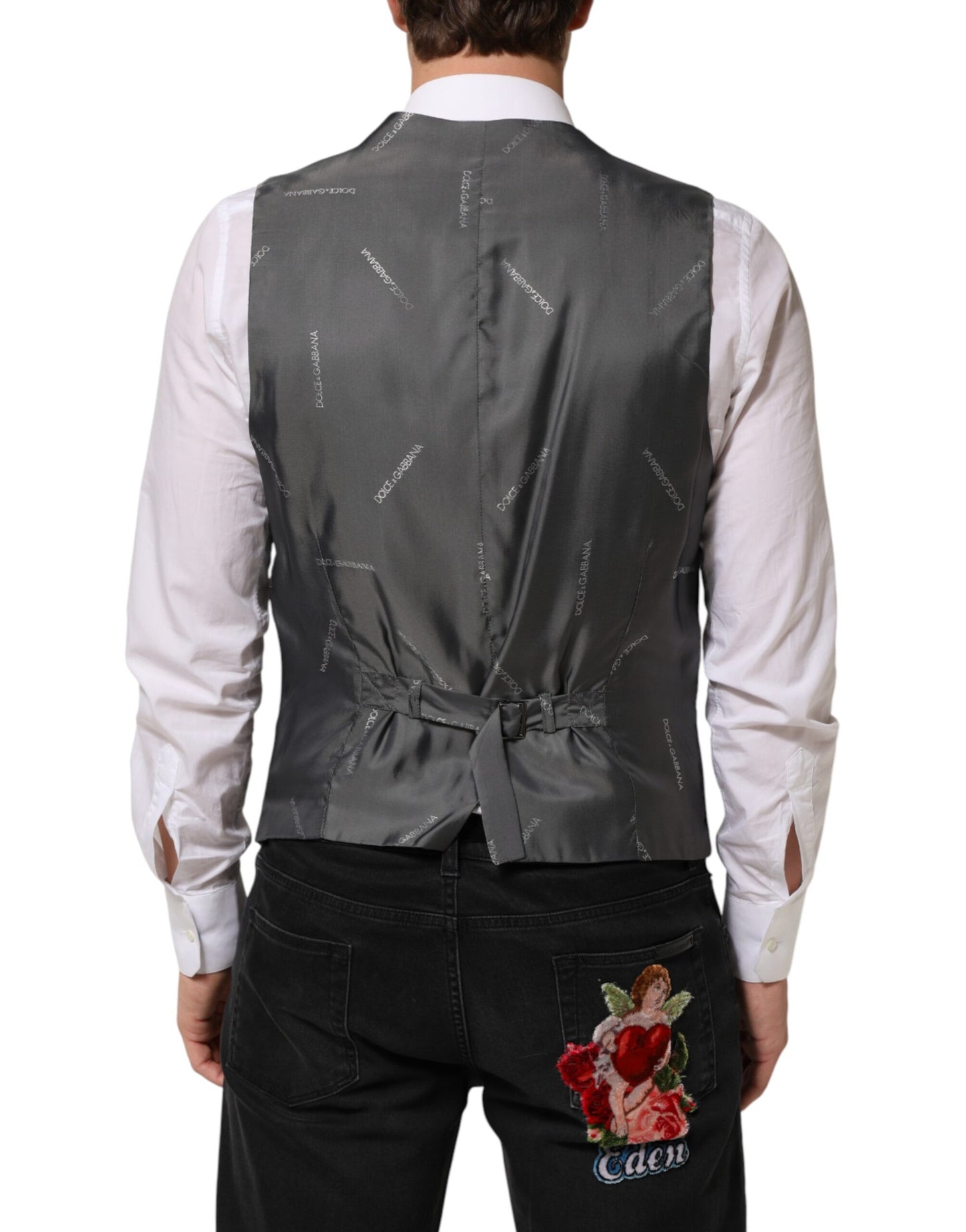 Black Cotton Waistcoat Dress Men Formal Vest