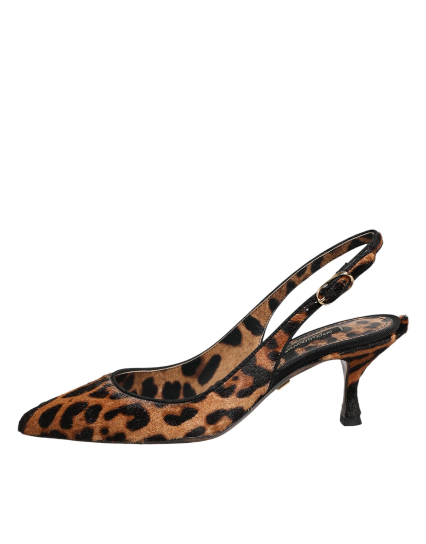Brown Leopard Calfskin Fur Slingbacks Shoes