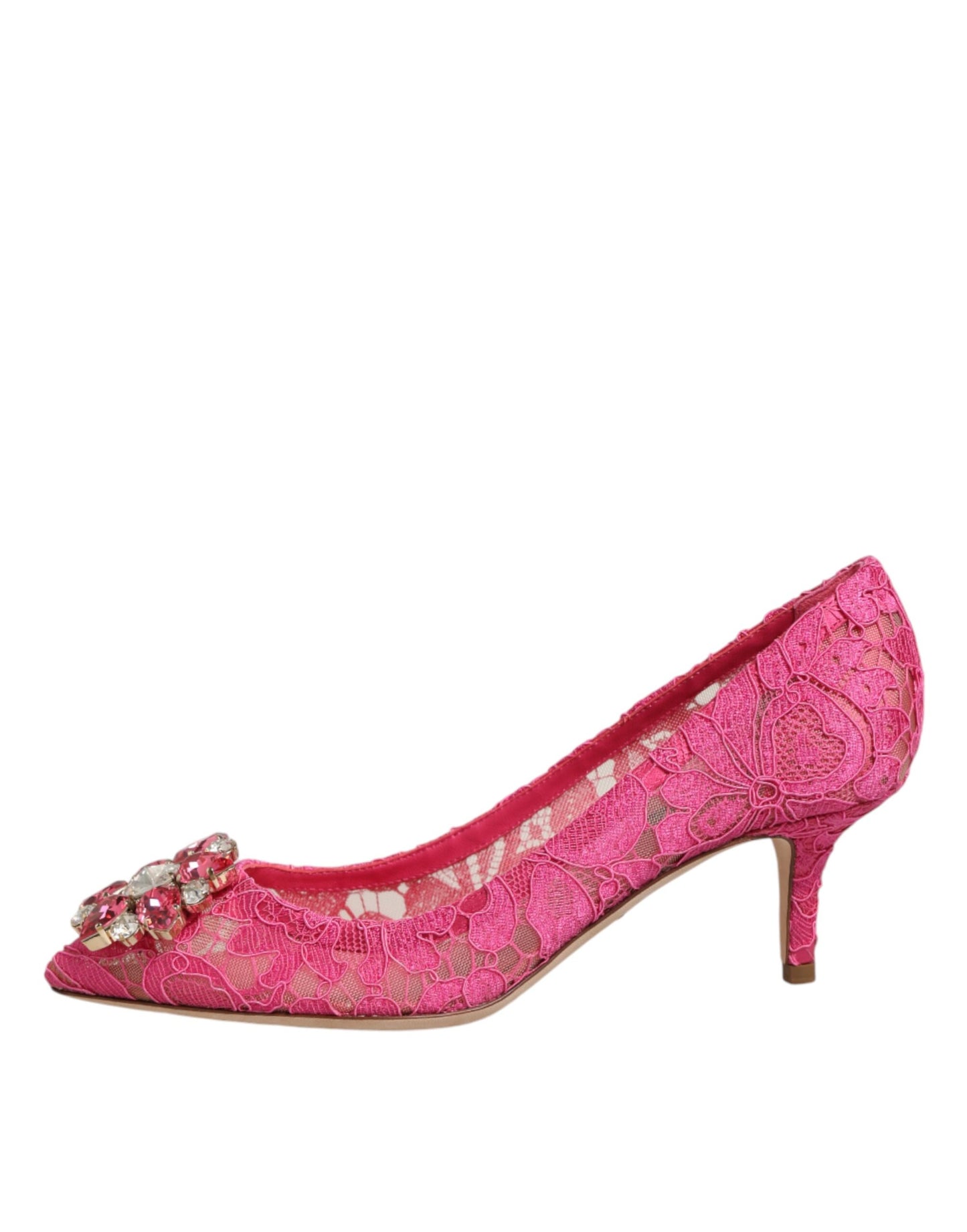 Pink Taormina Lace Crystal Heels Pumps Shoes