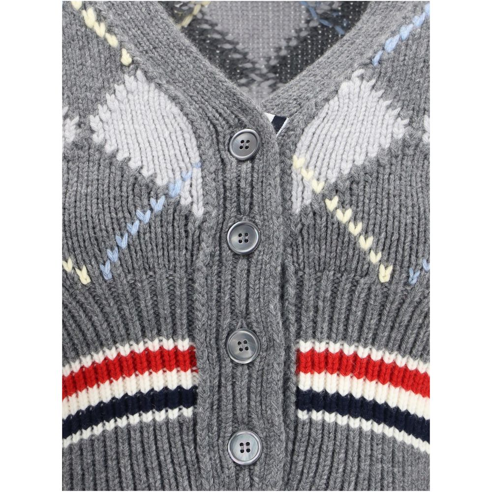 Gray Fleece Wool Cardigan