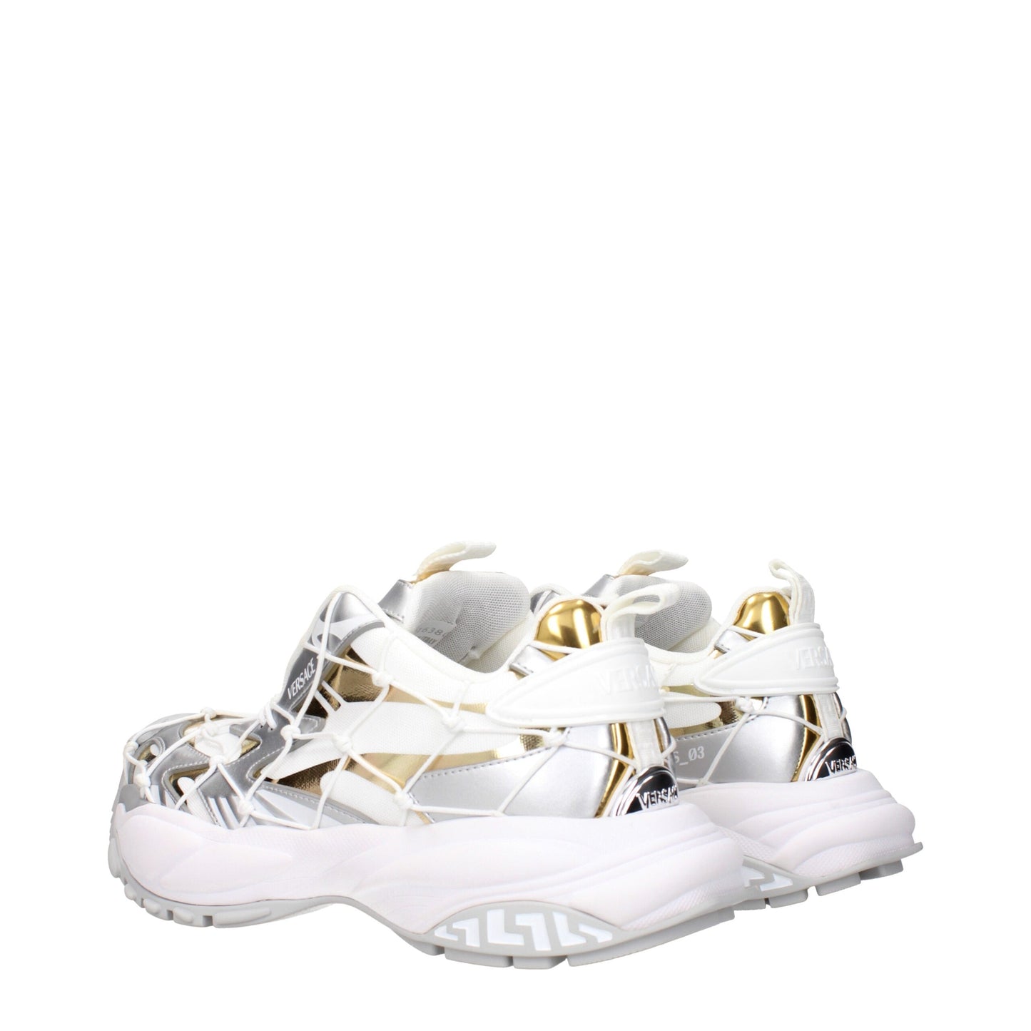 White Fabric Chunky Sneakers