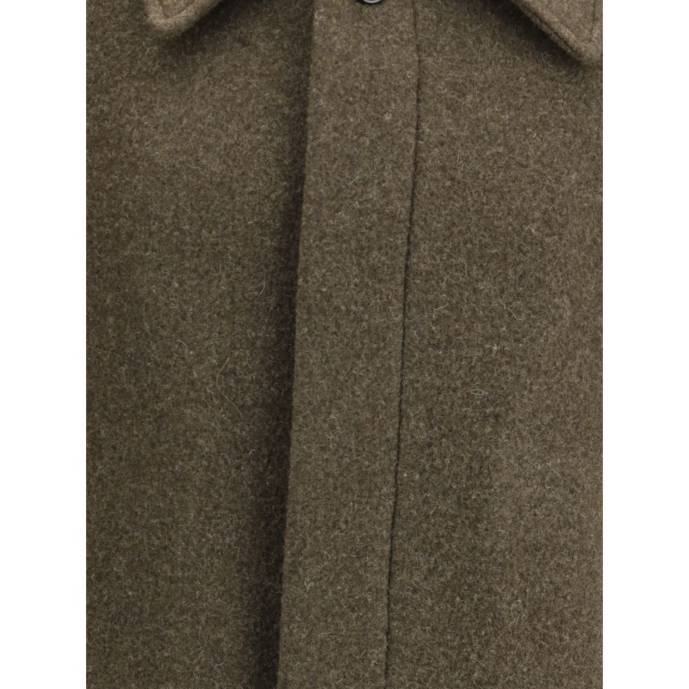 Green Fleece Wool Coat
